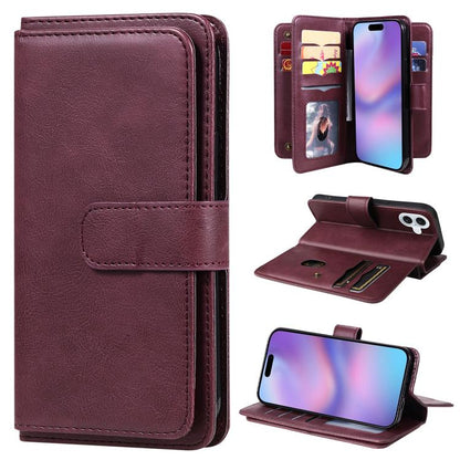 Multi-Function Wallet 10 Card Slots Leather Phone Case, For iPhone 17e / 16e, For iPhone 17 Pro Max, For iPhone 17 Pro, For iPhone 17