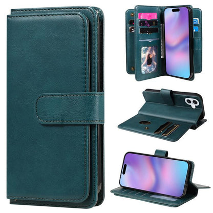 Multi-Function Wallet 10 Card Slots Leather Phone Case, For iPhone 17e / 16e, For iPhone 17 Pro Max, For iPhone 17 Pro, For iPhone 17