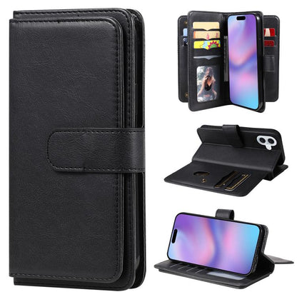 Multi-Function Wallet 10 Card Slots Leather Phone Case, For iPhone 17e / 16e, For iPhone 17 Pro Max, For iPhone 17 Pro, For iPhone 17