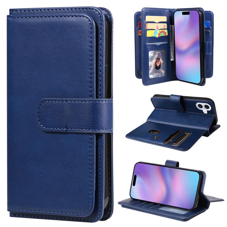 Multi-Function Wallet 10 Card Slots Leather Phone Case, For iPhone 17e / 16e, For iPhone 17 Pro Max, For iPhone 17 Pro, For iPhone 17