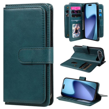 Multi-Function Wallet 10 Card Slots Leather Phone Case, For iPhone Air, For iPhone 16 Pro Max, For iPhone 16 Pro, For iPhone 16 Plus