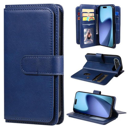 Multi-Function Wallet 10 Card Slots Leather Phone Case, For iPhone Air, For iPhone 16 Pro Max, For iPhone 16 Pro, For iPhone 16 Plus