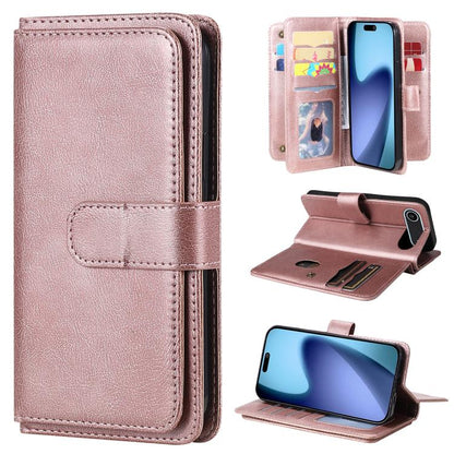 Multi-Function Wallet 10 Card Slots Leather Phone Case, For iPhone Air, For iPhone 16 Pro Max, For iPhone 16 Pro, For iPhone 16 Plus