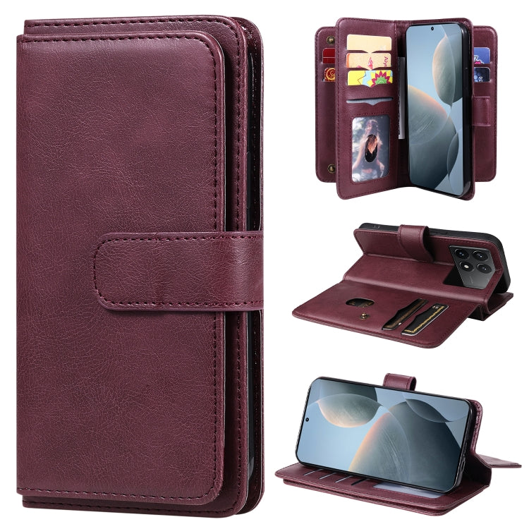 Multi-Function Wallet 10 Card Slots Leather Phone Case