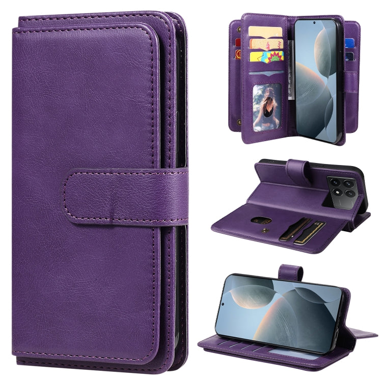 Multi-Function Wallet 10 Card Slots Leather Phone Case