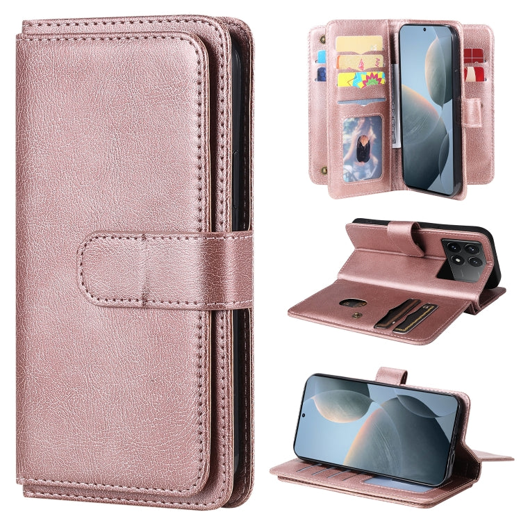 Multi-Function Wallet 10 Card Slots Leather Phone Case