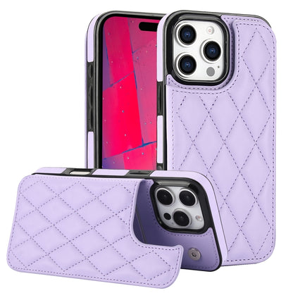 Double Buckle Rhombic PU Leather Phone Case, For iPhone Air, For iPhone 16 Pro Max, For iPhone 16 Pro