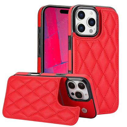 Double Buckle Rhombic PU Leather Phone Case, For iPhone Air, For iPhone 16 Pro Max, For iPhone 16 Pro