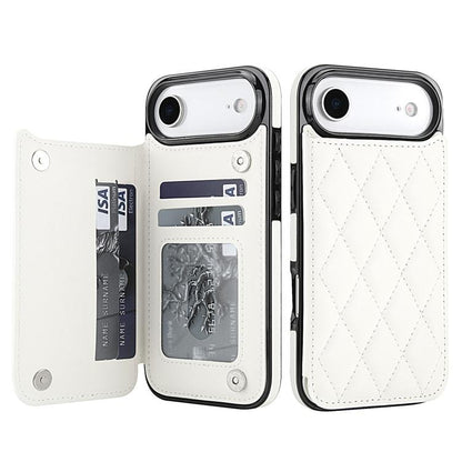 Double Buckle Rhombic PU Leather Phone Case, For iPhone Air, For iPhone 16 Pro Max, For iPhone 16 Pro