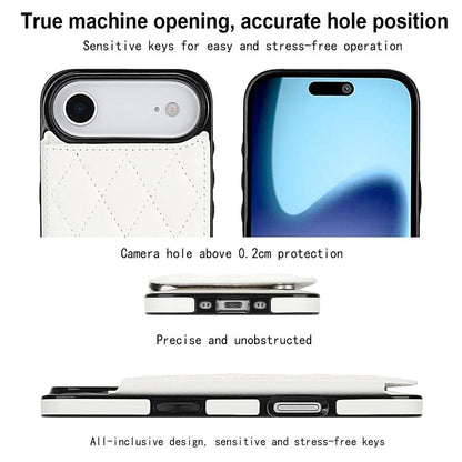 Double Buckle Rhombic PU Leather Phone Case, For iPhone Air, For iPhone 16 Pro Max, For iPhone 16 Pro