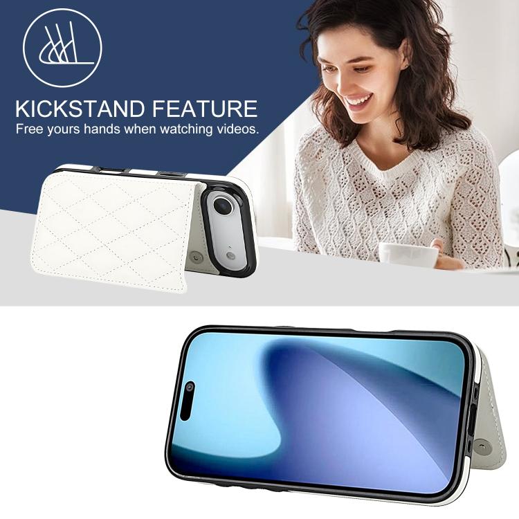 Double Buckle Rhombic PU Leather Phone Case, For iPhone Air, For iPhone 16 Pro Max, For iPhone 16 Pro