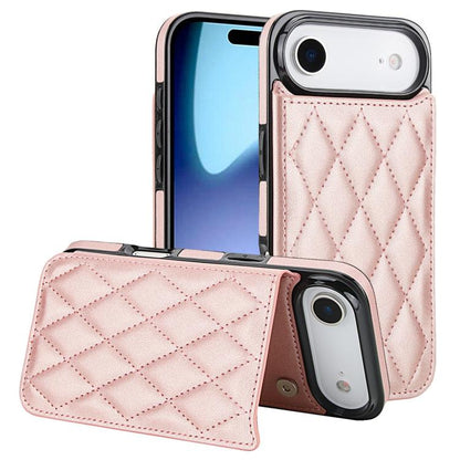 Double Buckle Rhombic PU Leather Phone Case, For iPhone Air, For iPhone 16 Pro Max, For iPhone 16 Pro