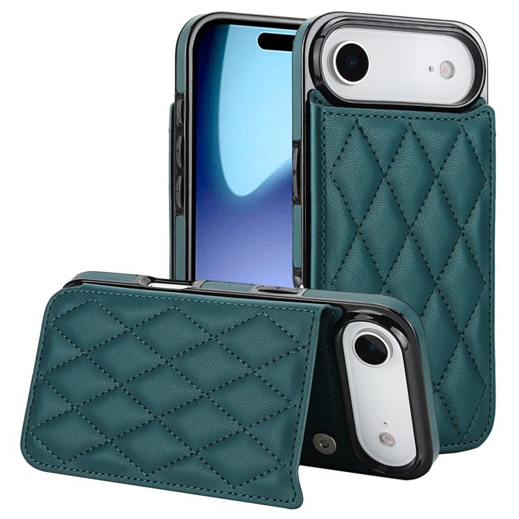 Double Buckle Rhombic PU Leather Phone Case, For iPhone Air, For iPhone 16 Pro Max, For iPhone 16 Pro