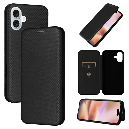 Carbon Fiber Texture Flip Leather Phone Case, For iPhone 16