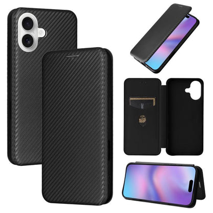 Carbon Fiber Texture Flip Leather Phone Case, For iPhone 18 Pro / 17 Pro, For iPhone 18 Pro Max / 17 Pro Max, For iPhone 17e / 16e, For iPhone 17