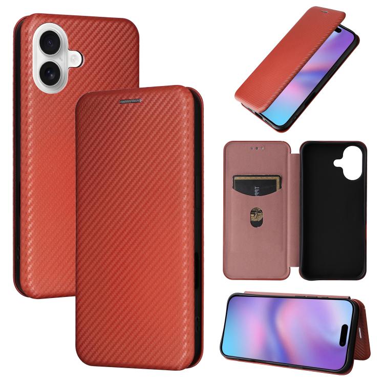 Carbon Fiber Texture Flip Leather Phone Case, For iPhone 18 Pro / 17 Pro, For iPhone 18 Pro Max / 17 Pro Max, For iPhone 17e / 16e, For iPhone 17