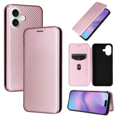 Carbon Fiber Texture Flip Leather Phone Case, For iPhone 18 Pro / 17 Pro, For iPhone 18 Pro Max / 17 Pro Max, For iPhone 17e / 16e, For iPhone 17