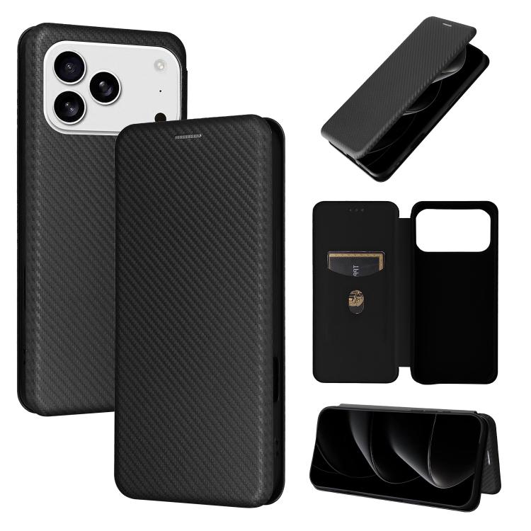 Carbon Fiber Texture Flip Leather Phone Case, For iPhone 18 Pro / 17 Pro, For iPhone 18 Pro Max / 17 Pro Max, For iPhone 17e / 16e, For iPhone 17