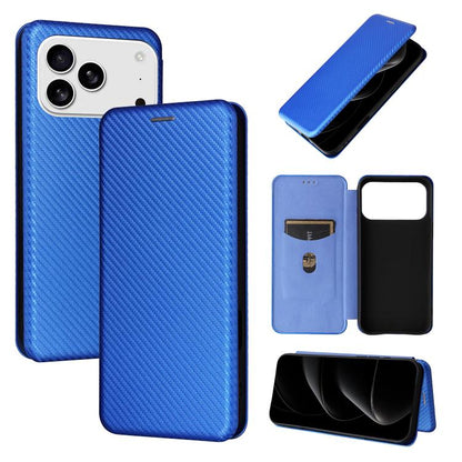 Carbon Fiber Texture Flip Leather Phone Case, For iPhone 18 Pro / 17 Pro, For iPhone 18 Pro Max / 17 Pro Max, For iPhone 17e / 16e, For iPhone 17