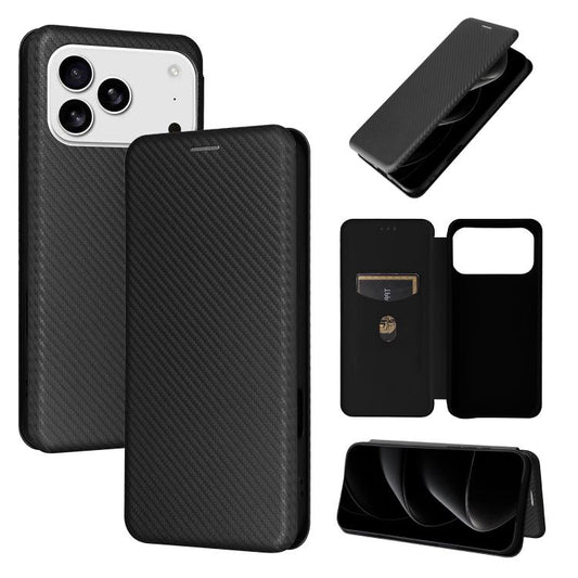 Carbon Fiber Texture Flip Leather Phone Case, For iPhone 17 Pro Max, For iPhone 17 Pro, For iPhone 17, For iPhone Air