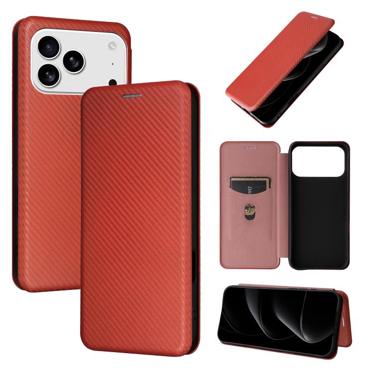 Carbon Fiber Texture Flip Leather Phone Case, For iPhone 18 Pro / 17 Pro, For iPhone 18 Pro Max / 17 Pro Max, For iPhone 17e / 16e, For iPhone 17