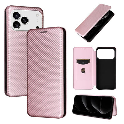 Carbon Fiber Texture Flip Leather Phone Case, For iPhone 18 Pro / 17 Pro, For iPhone 18 Pro Max / 17 Pro Max, For iPhone 17e / 16e, For iPhone 17