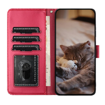 Cat Embossing Pattern Leather Phone Case with Lanyard