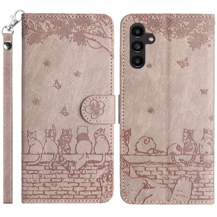 Cat Embossing Pattern Leather Phone Case with Lanyard, For Samsung Galaxy S25 FE 5G, For Samsung Galaxy S25 5G, For Samsung Galaxy S25+ 5G, For Samsung Galaxy S25 Ultra 5G