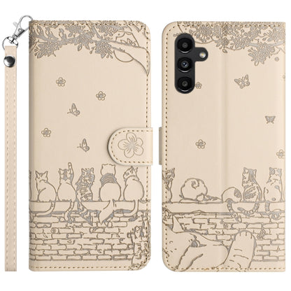 Cat Embossing Pattern Leather Phone Case with Lanyard, For Samsung Galaxy S25 FE 5G, For Samsung Galaxy S25 5G, For Samsung Galaxy S25+ 5G, For Samsung Galaxy S25 Ultra 5G