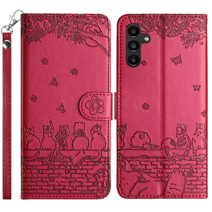 Cat Embossing Pattern Leather Phone Case with Lanyard, For Samsung Galaxy S25 FE 5G, For Samsung Galaxy S25 5G, For Samsung Galaxy S25+ 5G, For Samsung Galaxy S25 Ultra 5G