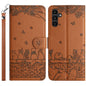 Cat Embossing Pattern Leather Phone Case with Lanyard, For Samsung Galaxy S25 FE 5G, For Samsung Galaxy S25 5G, For Samsung Galaxy S25+ 5G, For Samsung Galaxy S25 Ultra 5G