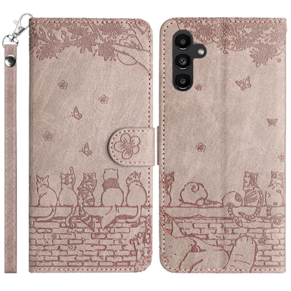 Cat Embossing Pattern Leather Phone Case with Lanyard, For Samsung Galaxy S25 FE 5G, For Samsung Galaxy S25 5G, For Samsung Galaxy S25+ 5G, For Samsung Galaxy S25 Ultra 5G