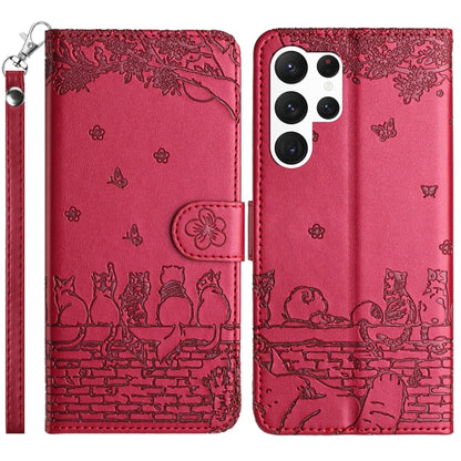 Cat Embossing Pattern Leather Phone Case with Lanyard, For Samsung Galaxy S25 FE 5G, For Samsung Galaxy S25 5G, For Samsung Galaxy S25+ 5G, For Samsung Galaxy S25 Ultra 5G