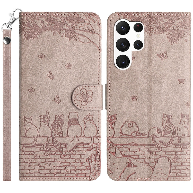 Cat Embossing Pattern Leather Phone Case with Lanyard, For Samsung Galaxy S25 FE 5G, For Samsung Galaxy S25 5G, For Samsung Galaxy S25+ 5G, For Samsung Galaxy S25 Ultra 5G