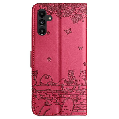 Cat Embossing Pattern Leather Phone Case with Lanyard, For Samsung Galaxy S25 FE 5G, For Samsung Galaxy S25 5G, For Samsung Galaxy S25+ 5G, For Samsung Galaxy S25 Ultra 5G