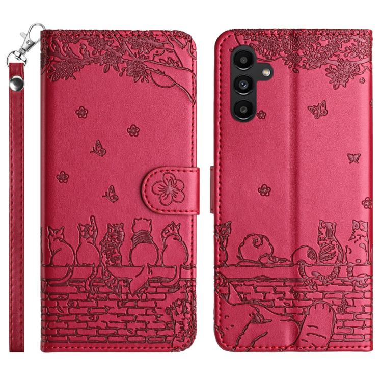 Cat Embossing Pattern Leather Phone Case with Lanyard, For Samsung Galaxy S25 FE 5G, For Samsung Galaxy S25 5G, For Samsung Galaxy S25+ 5G, For Samsung Galaxy S25 Ultra 5G