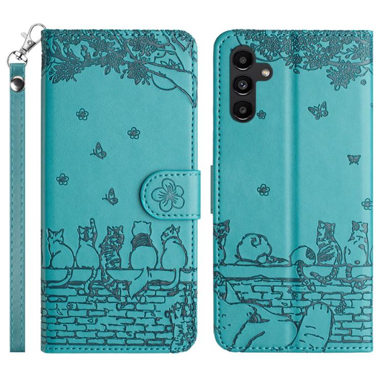 Cat Embossing Pattern Leather Phone Case with Lanyard, For Samsung Galaxy S25 FE 5G, For Samsung Galaxy S25 5G, For Samsung Galaxy S25+ 5G, For Samsung Galaxy S25 Ultra 5G
