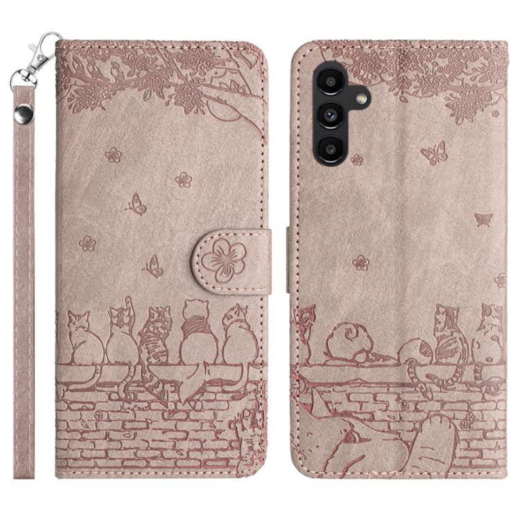 Cat Embossing Pattern Leather Phone Case with Lanyard, For Samsung Galaxy S25 FE 5G, For Samsung Galaxy S25 5G, For Samsung Galaxy S25+ 5G, For Samsung Galaxy S25 Ultra 5G
