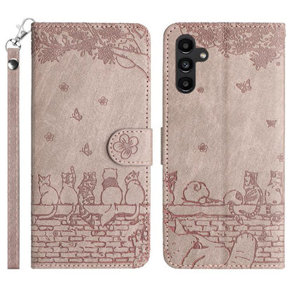 Cat Embossing Pattern Leather Phone Case with Lanyard, For Samsung Galaxy S25 FE 5G, For Samsung Galaxy S25 5G, For Samsung Galaxy S25+ 5G, For Samsung Galaxy S25 Ultra 5G