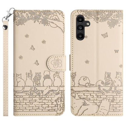 Cat Embossing Pattern Leather Phone Case with Lanyard, For Samsung Galaxy S25 FE 5G, For Samsung Galaxy S25 5G, For Samsung Galaxy S25+ 5G, For Samsung Galaxy S25 Ultra 5G