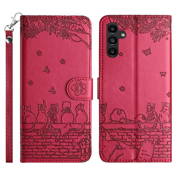 Cat Embossing Pattern Leather Phone Case with Lanyard, For Samsung Galaxy S26+ 5G, For Samsung Galaxy S26 Edge 5G, For Samsung Galaxy S26 Ultra 5G, For Samsung Galaxy S26 Pro 5G