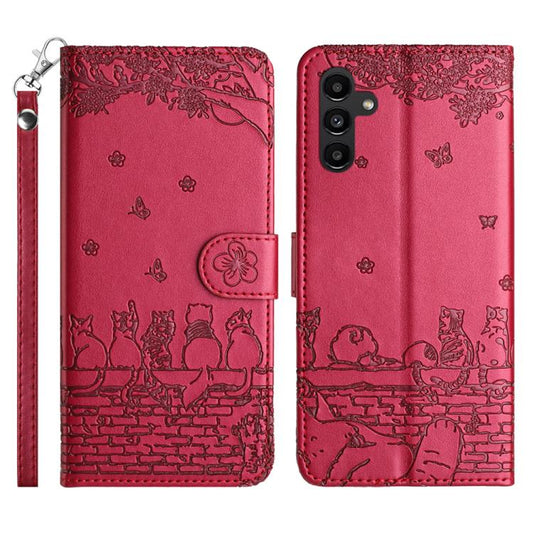 Cat Embossing Pattern Leather Phone Case with Lanyard, For Samsung Galaxy S26+ 5G, For Samsung Galaxy S26 Edge 5G, For Samsung Galaxy S26 Ultra 5G, For Samsung Galaxy S26 Pro 5G