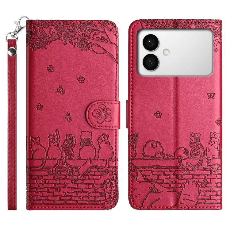 Cat Embossing Pattern Leather Phone Case with Lanyard, For Samsung Galaxy S26+ 5G, For Samsung Galaxy S26 Edge 5G, For Samsung Galaxy S26 Ultra 5G, For Samsung Galaxy S26 Pro 5G