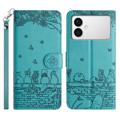 Cat Embossing Pattern Leather Phone Case with Lanyard, For Samsung Galaxy S26+ 5G, For Samsung Galaxy S26 Edge 5G, For Samsung Galaxy S26 Ultra 5G, For Samsung Galaxy S26 Pro 5G
