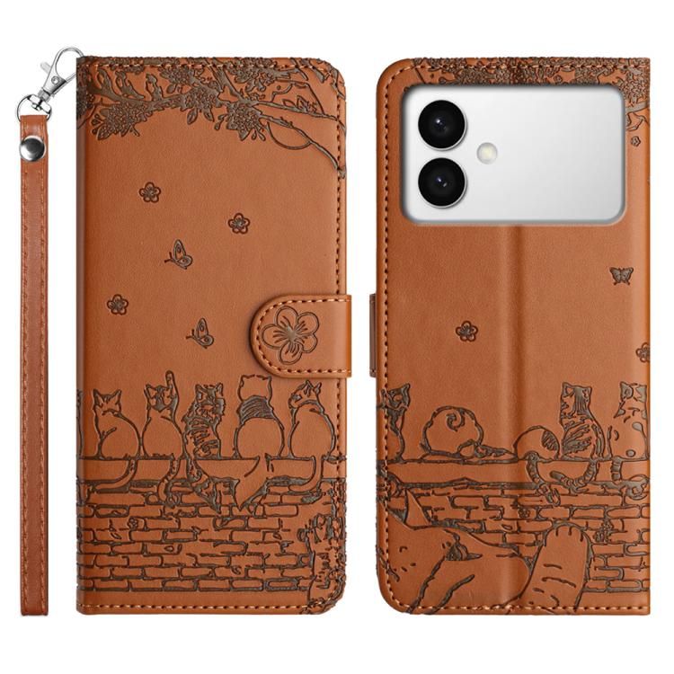 Cat Embossing Pattern Leather Phone Case with Lanyard, For Samsung Galaxy S26+ 5G, For Samsung Galaxy S26 Edge 5G, For Samsung Galaxy S26 Ultra 5G, For Samsung Galaxy S26 Pro 5G