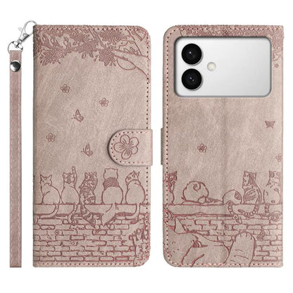 Cat Embossing Pattern Leather Phone Case with Lanyard, For Samsung Galaxy S26+ 5G, For Samsung Galaxy S26 Edge 5G, For Samsung Galaxy S26 Ultra 5G, For Samsung Galaxy S26 Pro 5G