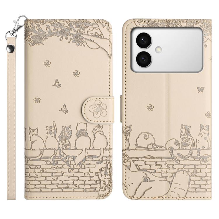 Cat Embossing Pattern Leather Phone Case with Lanyard, For Samsung Galaxy S26+ 5G, For Samsung Galaxy S26 Edge 5G, For Samsung Galaxy S26 Ultra 5G, For Samsung Galaxy S26 Pro 5G