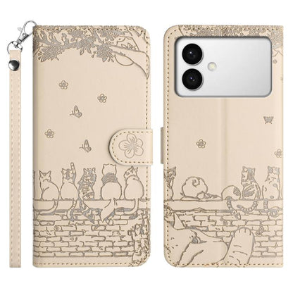 Cat Embossing Pattern Leather Phone Case with Lanyard, For Samsung Galaxy S26+ 5G, For Samsung Galaxy S26 Edge 5G, For Samsung Galaxy S26 Ultra 5G, For Samsung Galaxy S26 Pro 5G