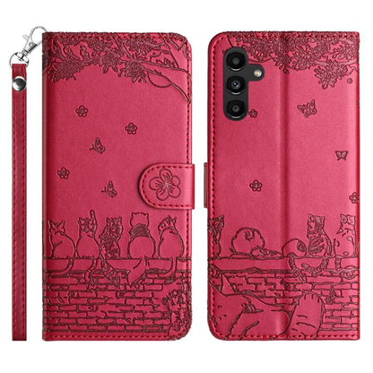 Cat Embossing Pattern Leather Phone Case with Lanyard, For Samsung Galaxy S26+ 5G, For Samsung Galaxy S26 Edge 5G, For Samsung Galaxy S26 Ultra 5G, For Samsung Galaxy S26 Pro 5G