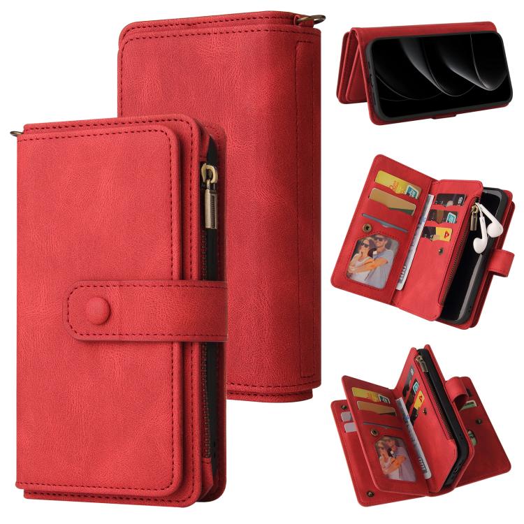 Skin Feel Multi Card Slots Zipper Wallet Leather Phone Case, For iPhone 18 Pro / 17 Pro, For iPhone 18 Pro Max / 17 Pro Max, For iPhone 17e / 16e, For iPhone 17, For iPhone Air, For iPhone 16 Pro Max